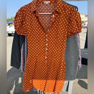 WeWoreWhat Rust Polka Dot Blouse